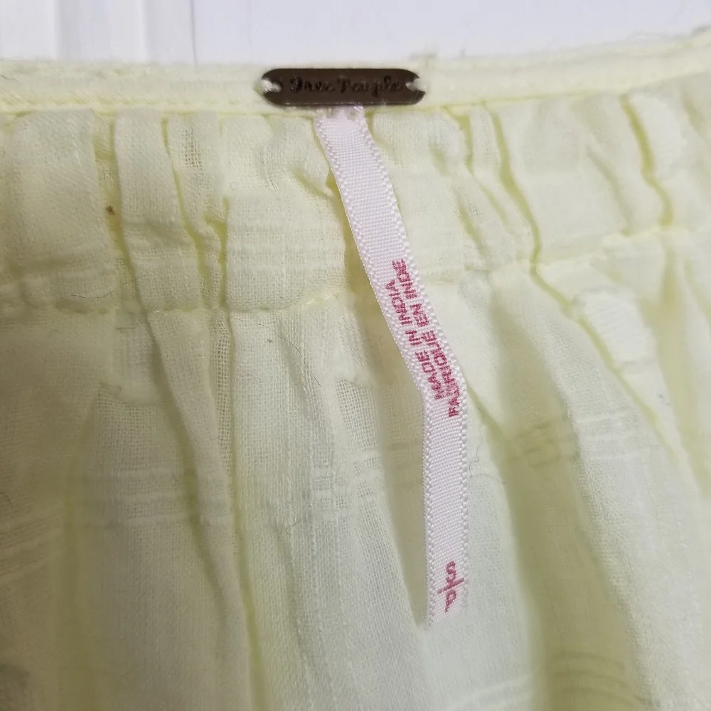 Free People Ballon Sleeve Crop Top Womens Yellow Button V Neck Longsleeve - Picture 13 of 15